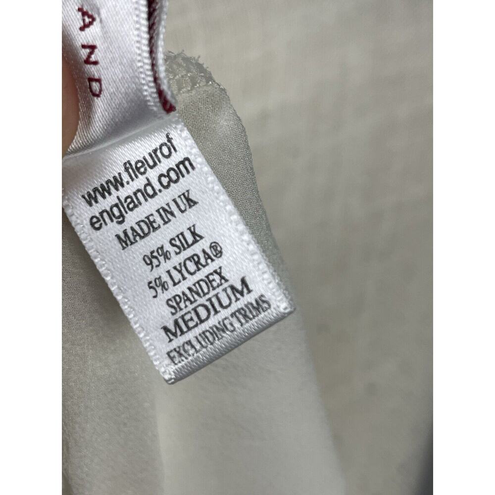 Fleur Of England Dressing Gown Lingerie White Sheer Silk Medium Long Sleeve - Picture 15 of 15